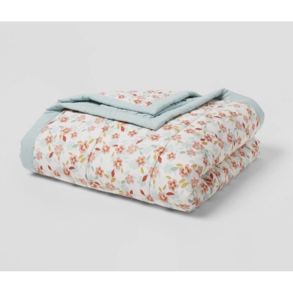 Full Queen Quilted Down Alternative Bed Blanket Multicolor Lightweight New